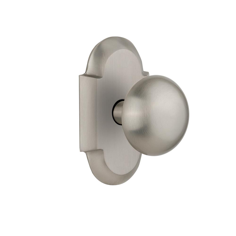 Nostalgic Warehouse COTNYK Privacy Knob Cottage Plate with New York Knob in Satin Nickel